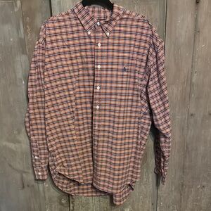 Ralph Lauren Blake XXL Men's Plaid Button-Down Shirt - orange and Blue